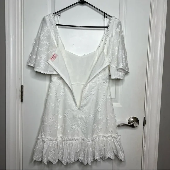 Showpo. Fancy A Spritz Square Neck Embroidered Mini Dress - Picture 8 of 14